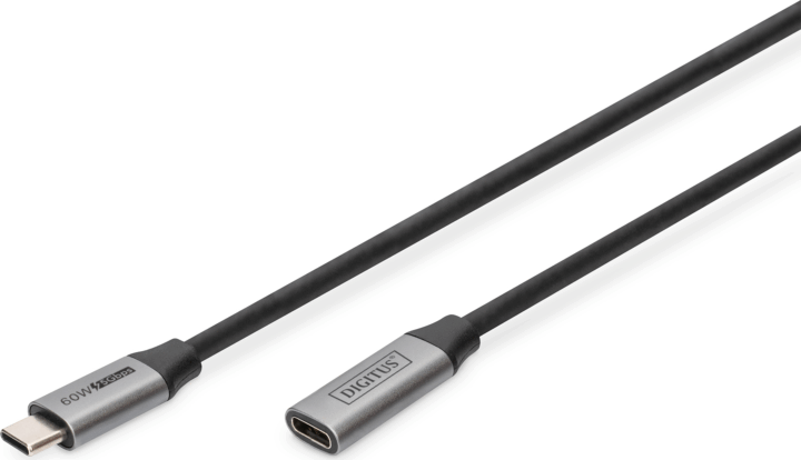 Digitus DB-300230-010-S USB-C apa - USB-C anya 3.0 Hosszabbító kábel - Fekete (1m)