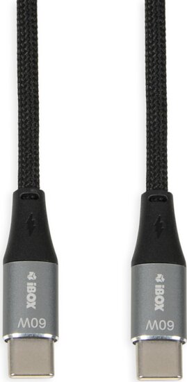 iBox IKUTC2B USB-C apa - USB-C apa 2.0 Adat és töltőkábel - Fekete (2m)