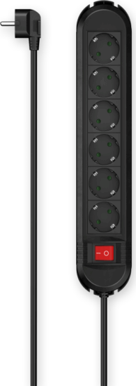 Hama Colour 250V Elosztó 6 aljzatos 1.5m - Fekete