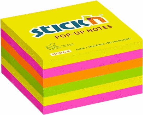 Stick'n Öntapadó jegyzettömb csomag 76x76 mm - Neon színek (6x100 lap)