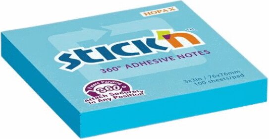Stick'n Öntapadó jegyzettömb 76x76 mm - Kék (100 lap/tömb)