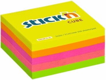 Stick'n Öntapadó jegyzettömb 51x51 mm - Neon színek (250 lap/tömb)