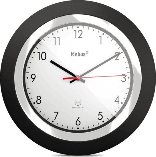 Mebus 19451 Rádióvezérelt falióra - Fekete/Fehér