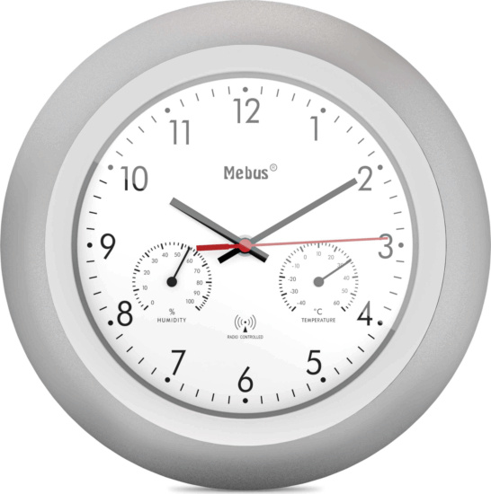 Mebus 19450 Rádióvezérelt falióra - Ezüst/Fehér