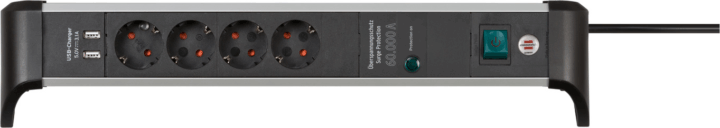 Brennenstuhl Alu-Office-Line 230V Túlfeszültség védő elosztó 4 aljzatos 1.8m - Fekete/Szürke