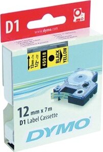 DYMO LM D1 Feliratozógép szalag 12mm fekete betű / sárga alap