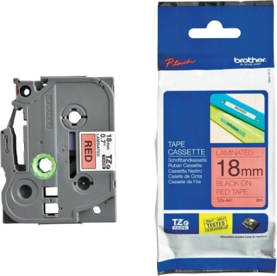 Brother TZE441 P-Touch Feliratozógép szalag 18 mm piros alapon fekete