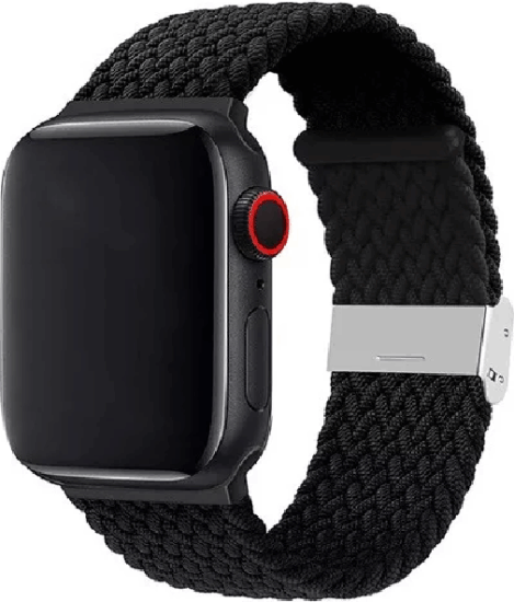 Phoner Spun Apple Watch S1/S2/S3/S4/S5/S6/S7/S8/S9/SE Csatos Fonott Szövet Pánt 38/40/41mm - Fekete