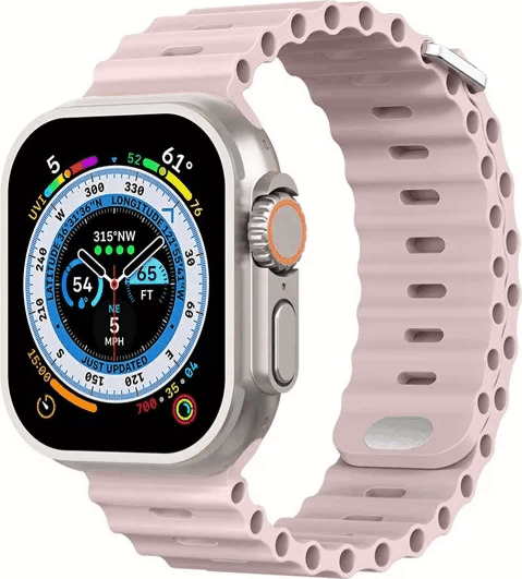 Phoner River Apple Watch S1/S2/S3/S4/S5/S6/S7/S8/S9/SE Lyukacsos Szilikon Szíj 38/40/41mm - Rózsaszín