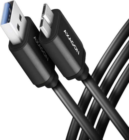 Axagon BUMM3-AM10AB USB-A apa - MicroUSB-B Superspeed 3.0 Adat és töltő kábel - Fekete (1m)