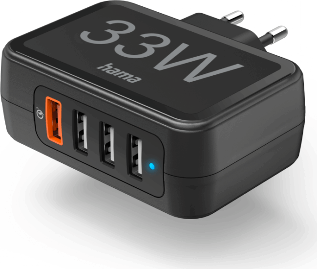 Hama 201629 FIC 4x USB-A Hálózati töltő - Fekete (33W)