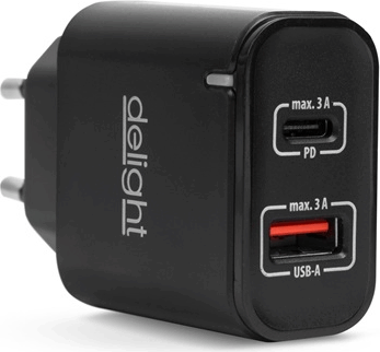 Delight 55047BK USB-C / USB-A Hálózati töltő - Fekete (5V / 3A) Delight 55047BK USB-C / USB-A Hálózati töltő - Fekete (5V / 3A)