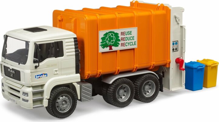 Bruder Man TGA Szemetes autó - Sárga/fehér