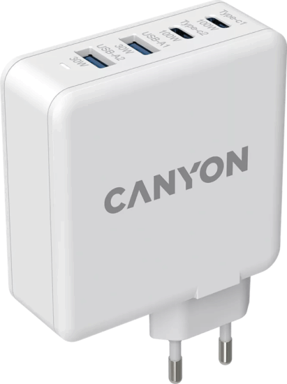Canyon H-100 2x USB-C / 2x USB-A Hálózati töltő - Fehér (100W)