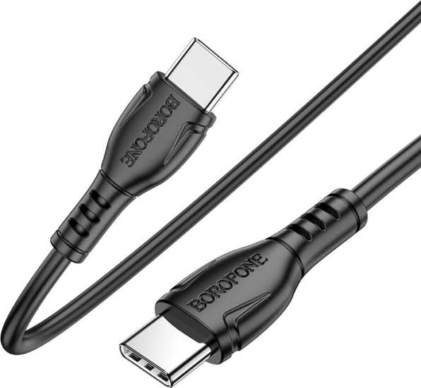 Borofone BX51 USB-C apa - USB-C apa Adat és töltő kábel - Fekete (1m)