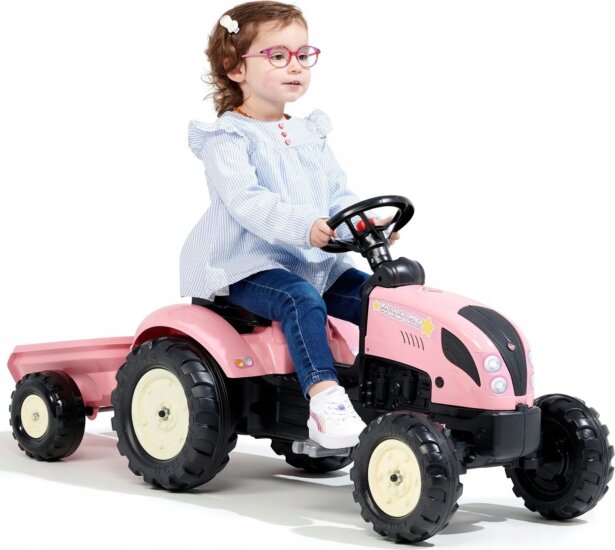 Falk Country Star pedálos traktor pótkocsival - Rózsaszín