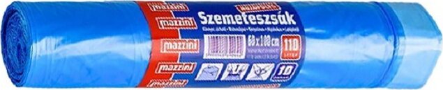 Mazzini Zárószalagos szemeteszsák 110 l (10 db / tekercs) - Kék