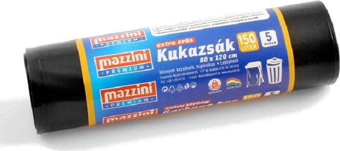 Mazzini Premium extra erős szemeteszsák 150 l (5 db / tekercs) - Fekete