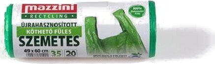 Mazzini Újrahasznosított Köthető füles szemeteszsák 35 l (20 db / tekercs) - Zöld