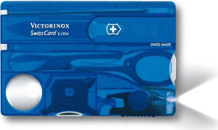 Victorinox SWISS CARD Lite Utazó készlet - Átlátszó Kék Victorinox SWISS CARD Lite Utazó készlet - Átlátszó Kék