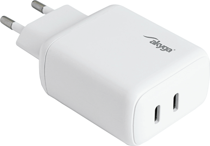 Akyga AK-CH-19 2x USB-C Hálózati töltő - Fehér (40W)