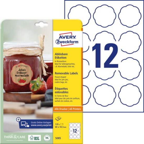 Avery Zweckform 60mm etikett tintasugaras és lézernyomtatóhoz - (120 címke / csomag)