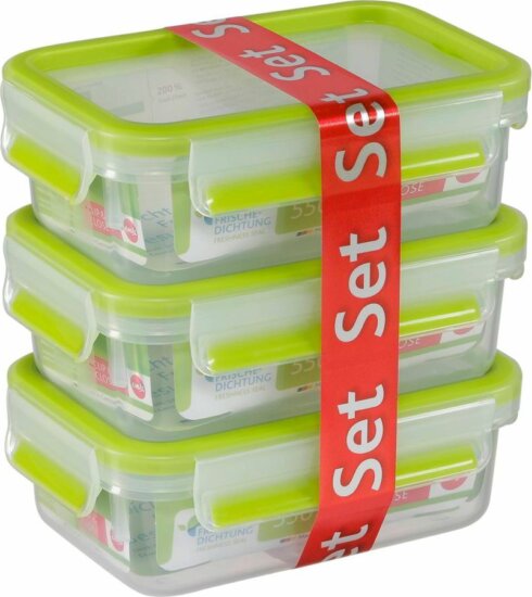 Emsa Clip&Close Műanyag ételtároló készlet 0,55L (3 db)