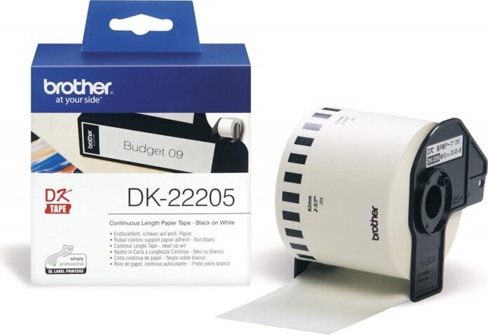 Brother DK-22205 folytonos szalagcímke 62mm x 30,48m öntapadós White