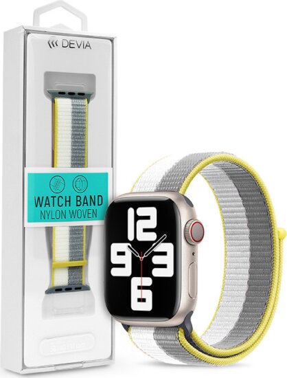 Devia Nylon Woven Apple Watch S4/S5/S6/S7/S8/S9/SE/Ultra Nylon Sport Pánt 42/44/45/49mm - Fehér/Szürke