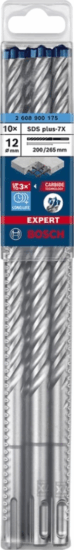 Bosch Ø 12 x 200/265mm Expert SDS Plus Beton Kalapácsfúrószár (10db/csomag)