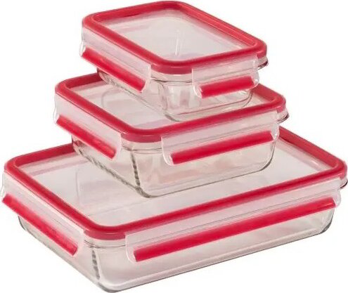 Emsa Clip & Close Üveg ételtároló doboz készlet (3 db)