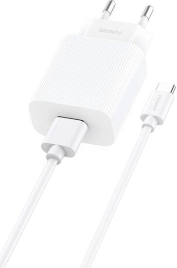 Foneng EU28 USB-A Hálózati töltő + USB Type C kábel - Fehér