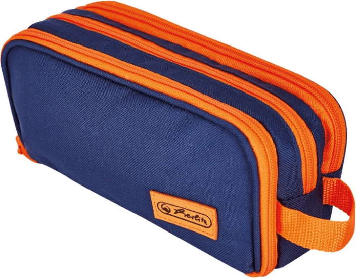 Herlitz Neon 2 emeletes tolltartó - Kék/narancssárga