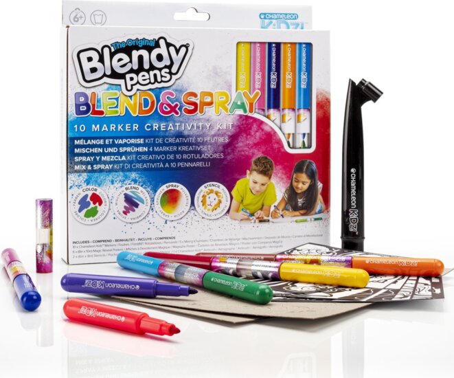 Chameleon Kidz Blendy Pens Blend & Spray Filctoll készlet - Vegyes színek (10 db / csomag)