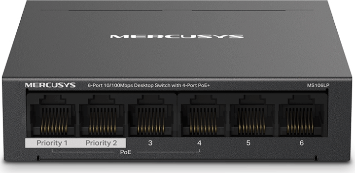 Mercusys MS106LP 6-Port 10/100Mbps Desktop Switch with 4-Port PoE+