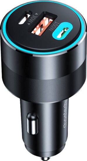 Choetech TC0011 2x USB-C / USB-A Autós töltő - Fekete (130W)
