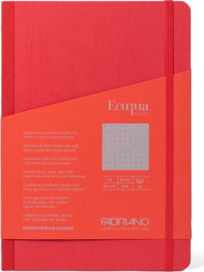 Fabriano Ecoqua Plus 80 lapos A5 pontrácsos notesz - Piros
