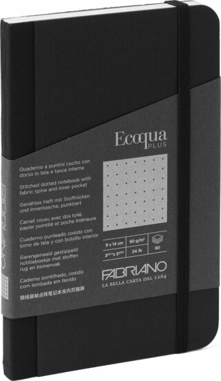Fabriano Ecoqua Plus 80 lapos A5 pontrácsos notesz - Fekete