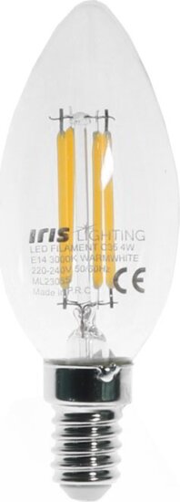 Iris Filament FLCT35 Candle LED izzó 4W 360lm 3000K E14 - Meleg fehér