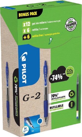 Pilot G2 Greenpack Nyomógombos golyóstoll készlet - 0.7mm / Kék (12 darabos) Pilot G2 Greenpack Nyomógombos golyóstoll készlet - 0.7mm / Kék (12 darabos)