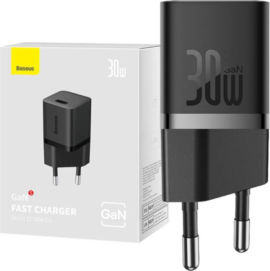 Baseus GaN5 USB-C Mini Hálózati töltő - Fekete (30W)