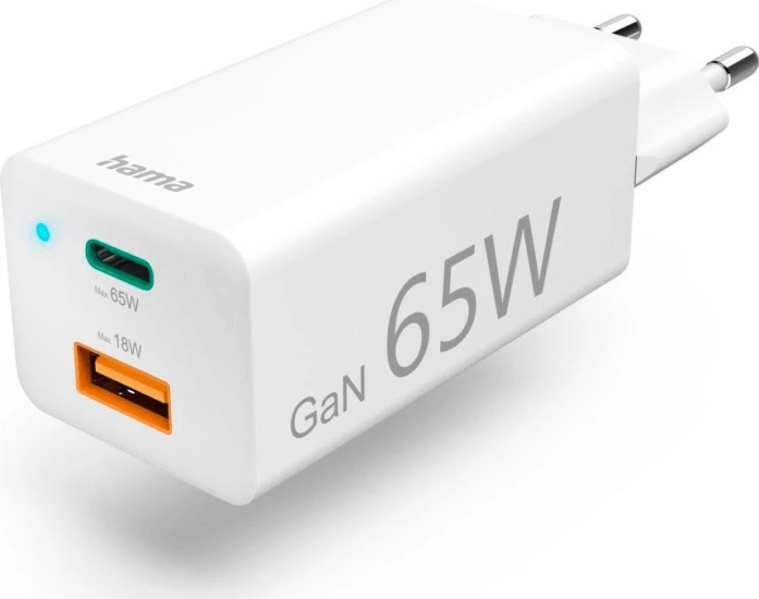 Hama USB-C / USB-A Hálózati töltő - Fehér (65W)