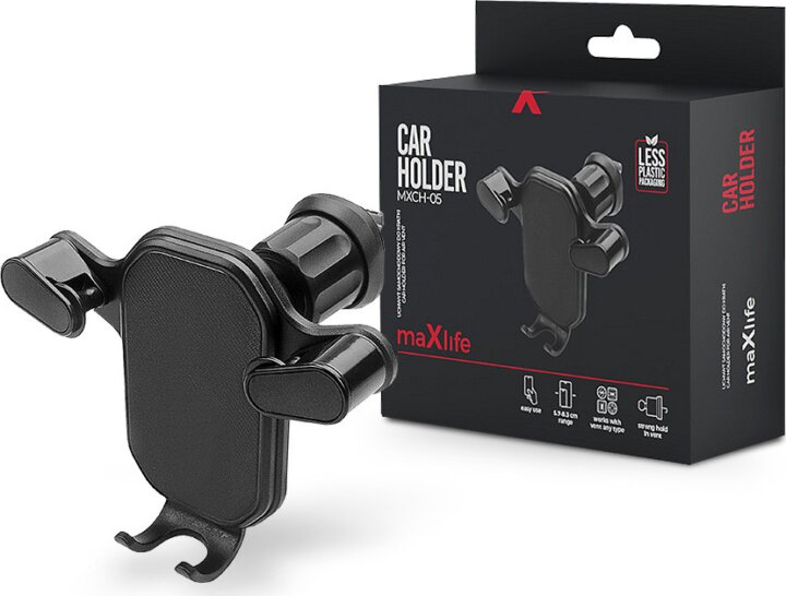 Maxlife MXCH-05 83mm Mobiltelefon autós tartó - Fekete