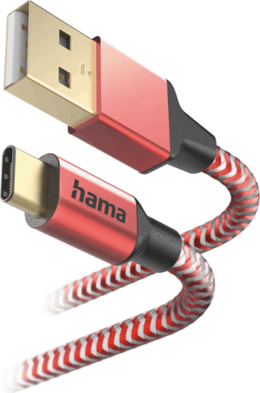 Hama 201559 USB-A apa - USB-C apa 2.0 Adat és töltőkábel - Piros (1.5m)