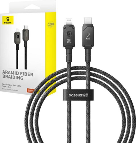 Baseus USB-C apa - Lightning apa 2.0 Adat és Töltő kábel - Fekete (1m)