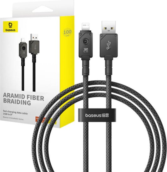 Baseus Explorer USB-A apa - Lightning apa 2.0 iPhone Töltő kábel - Fekete (1m)