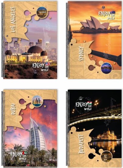 Fűzfői Papírmanufaktúra 3D Enjoy 80 lapos A4 kockás spirálfüzet - Többfajta