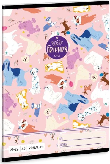 Ars Una Doggy Friends 32 lapos A5 vonalas füzet Ars Una Doggy Friends 32 lapos A5 vonalas füzet