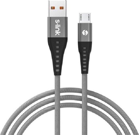 S-Link SL-STM60M USB-A apa - micro USB apa Adat és töltő kábel - Szürke (1m)