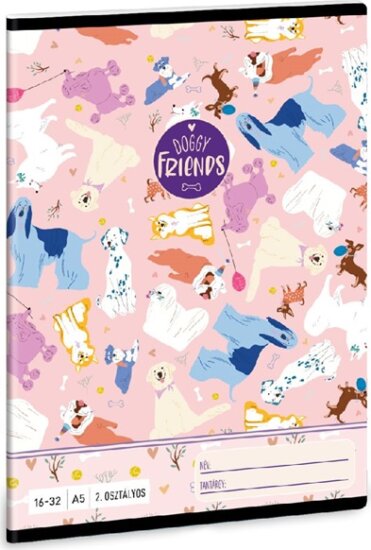 Ars Una Doggy Friends 23 (5268) A5 16-32 2. osztályos vonalas füzet